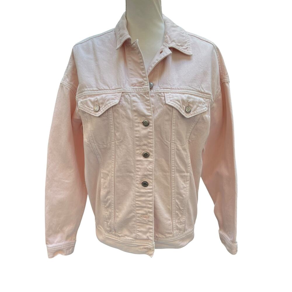 American Eagle Outfitters Light Pink Denim Trucker Jacket XS 100% Cotton